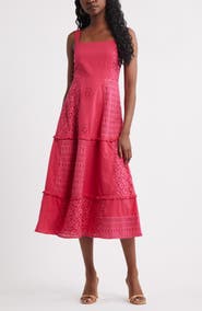 Chelsea28 Sleeveless Embroidered Eyelet Midi Sundress