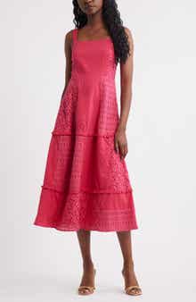 Chelsea28 Sleeveless Embroidered Eyelet Midi Sundress