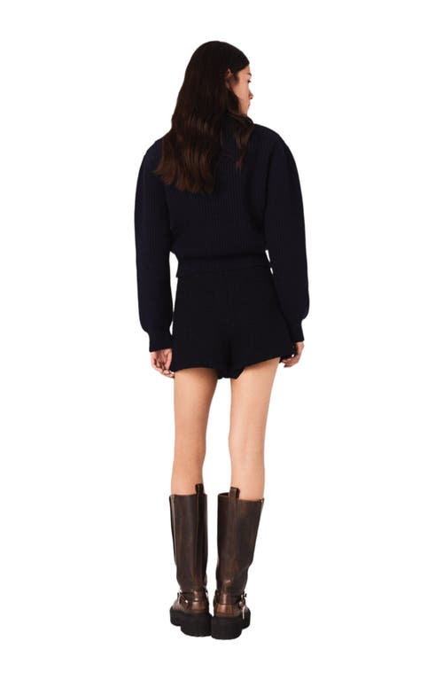 Maje Tweed Shorts With Contrast Band In Black