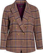 Tahari ASL Plaid Double Breasted Jacket