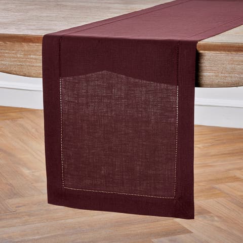 Linen Table Runner for Dining Table, Holiday and Everyday Table Decor - Classic Hemstitch