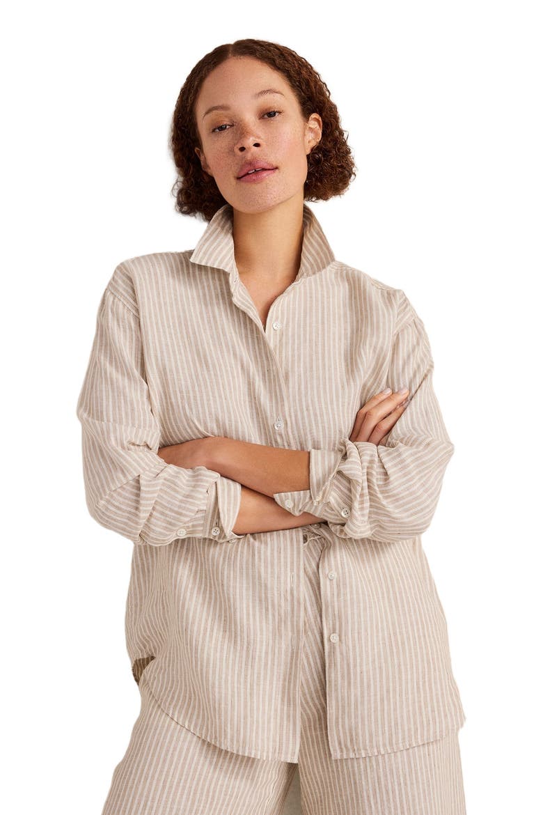 The Daily Shirt in Everweave Linen Stripe, Main, color, Willow Bark Multi