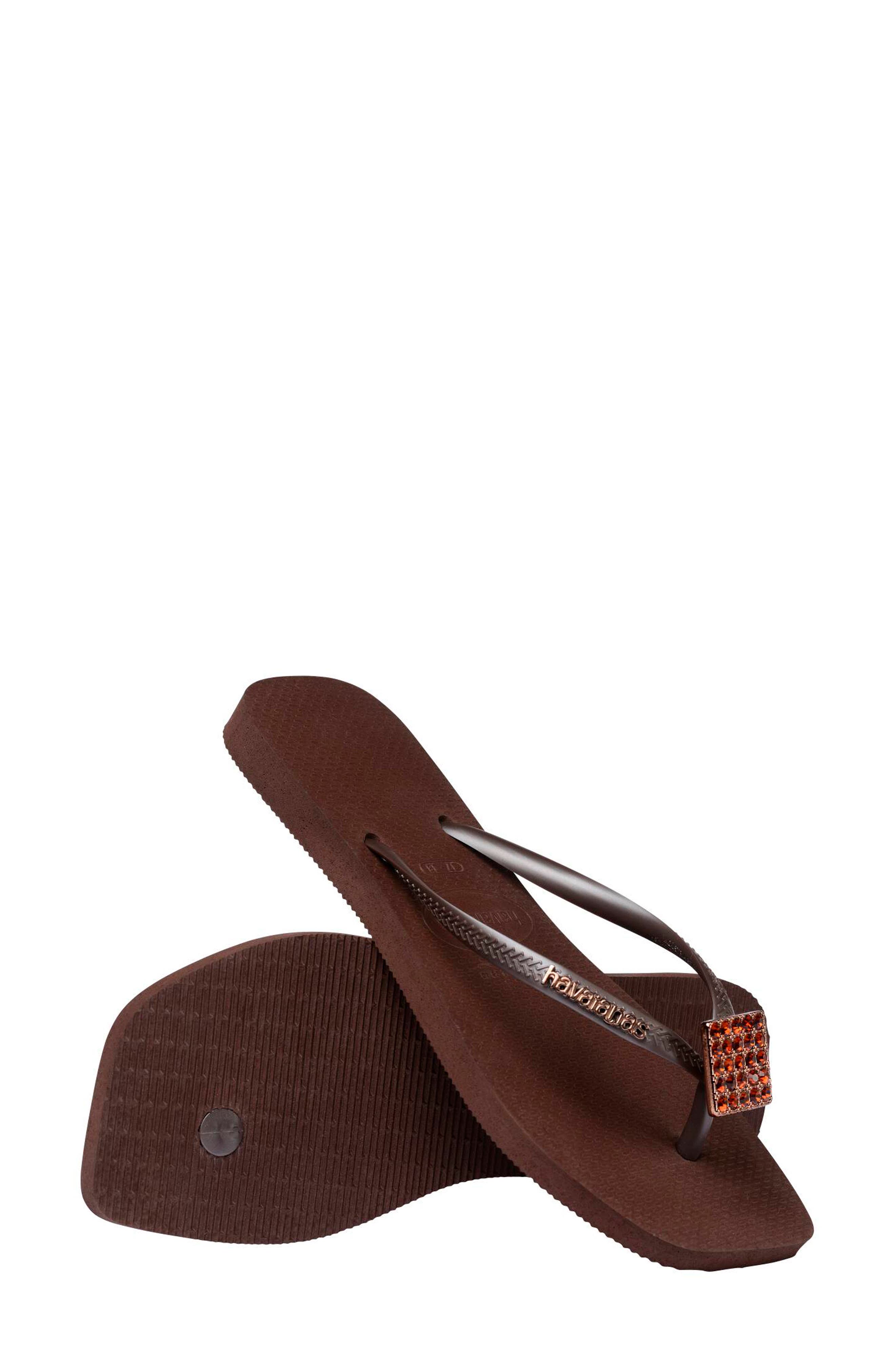 Slim Crystal Charm Flip Flop, Alternate, color, DARK BROWN