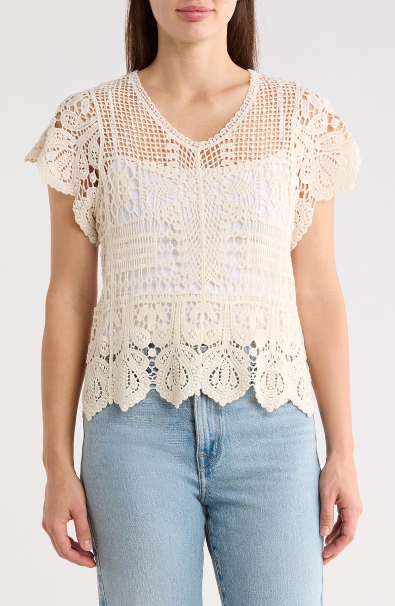 Forgotten Grace Crochet Top, Main, color, Natural