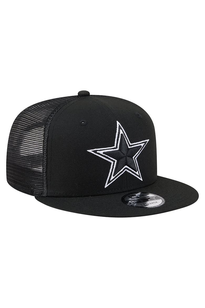 Men's New Era  Black Dallas Cowboys Main 9FIFTY Trucker Snapback Hat, Alternate, color, Black