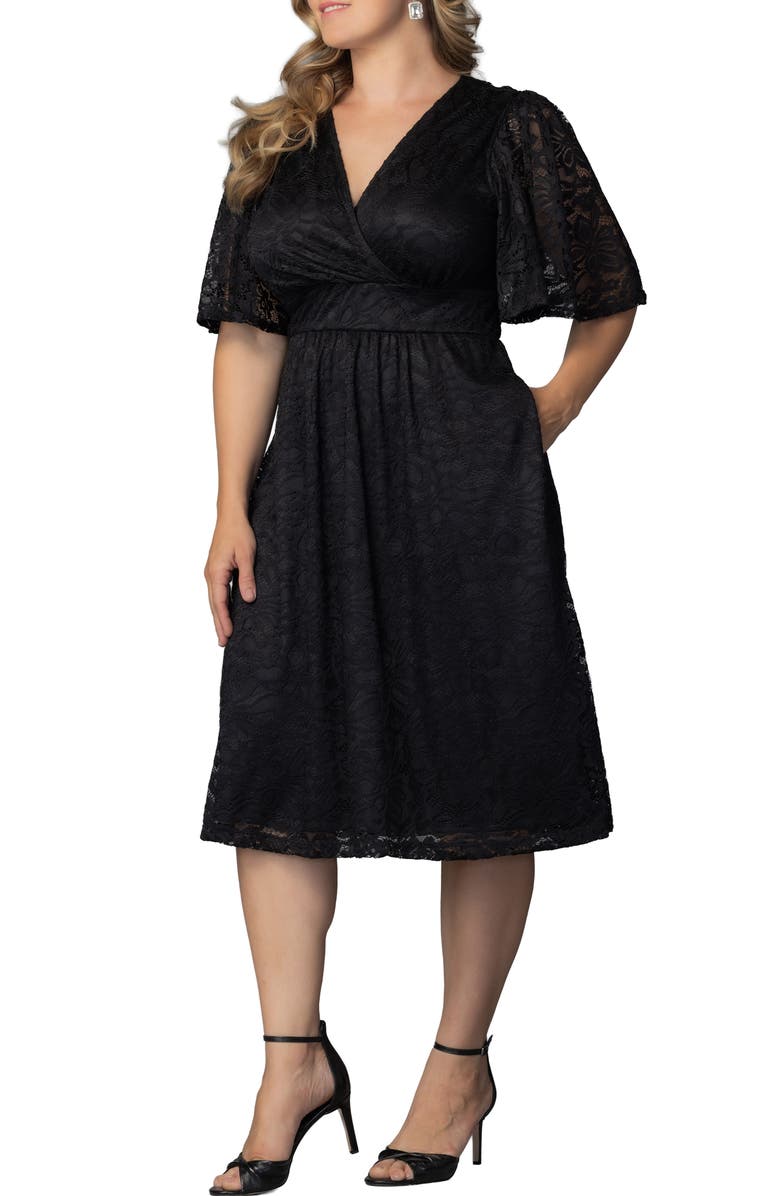 Kiyonna Fable Lace Cocktail Dress, Alternate, color, Onyx