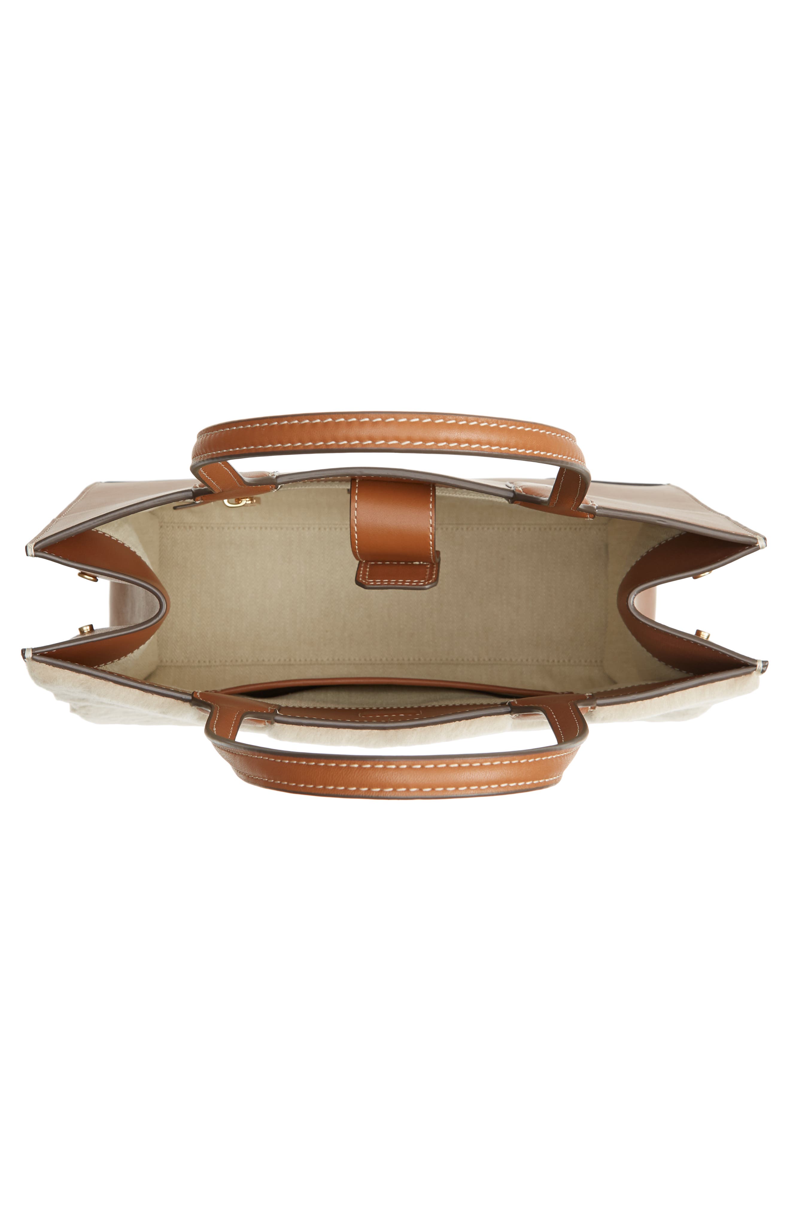 Tory Burch Mini Ella Genuine Shearling Tote, Alternate, color, 