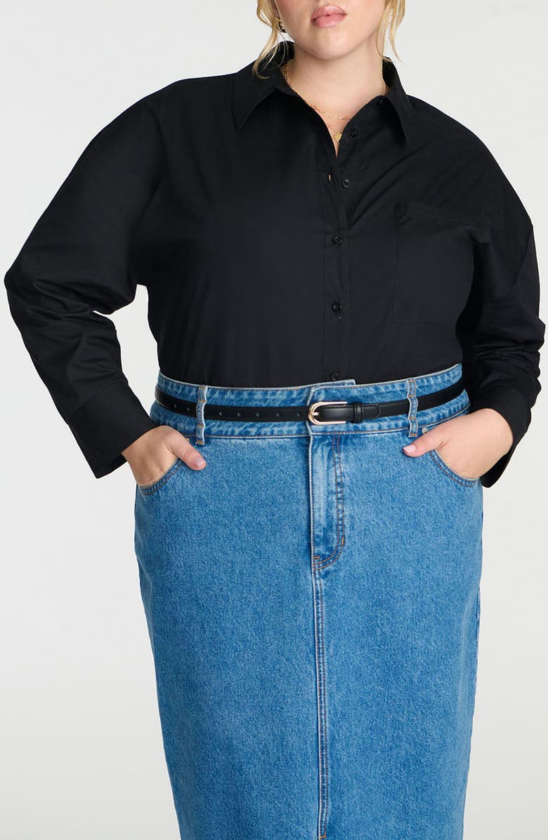 ELOQUII Oversize Poplin Button-Up Shirt, Main, color, 