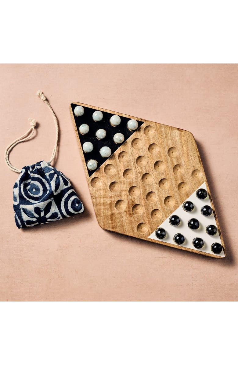 Ten Thousand Villages Maza Chinese Checker 2 Player Set, Alternate, color, Brown