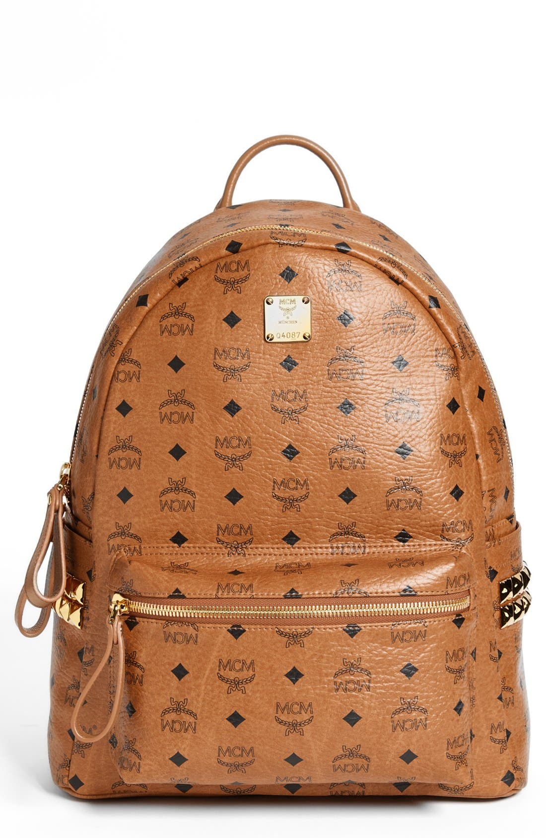 'Medium Stark - Visetos' Studded Backpack, Main, color, COGNAC