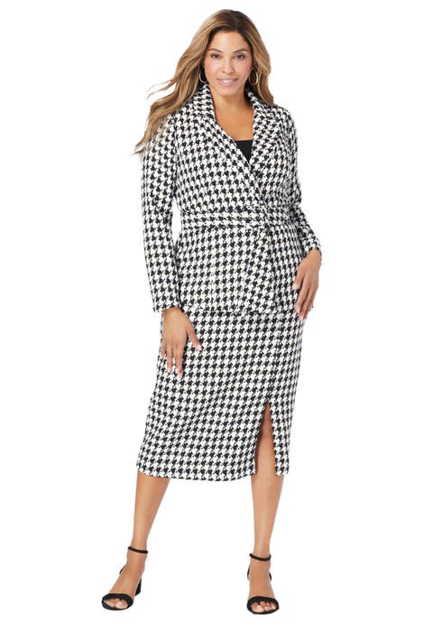Belted Skirt Suit (Plus)
