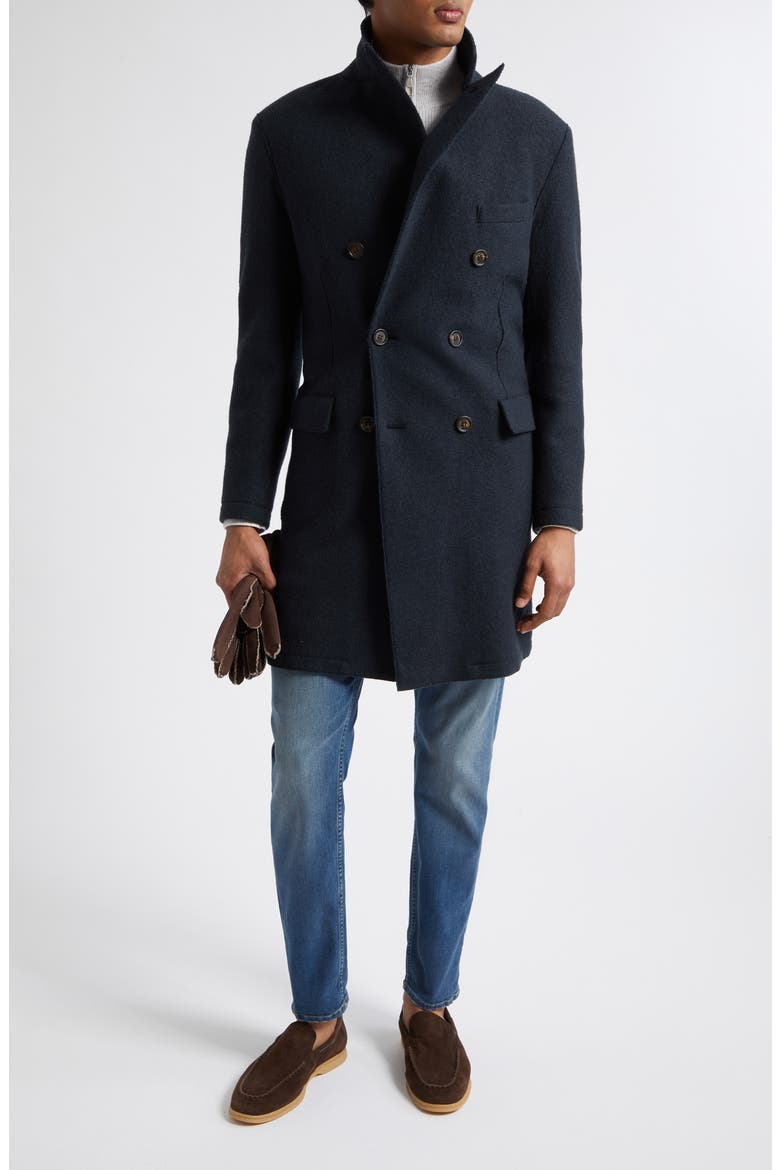 Double Breasted Wool Car Coat, Alternate, color, 22N BLACK