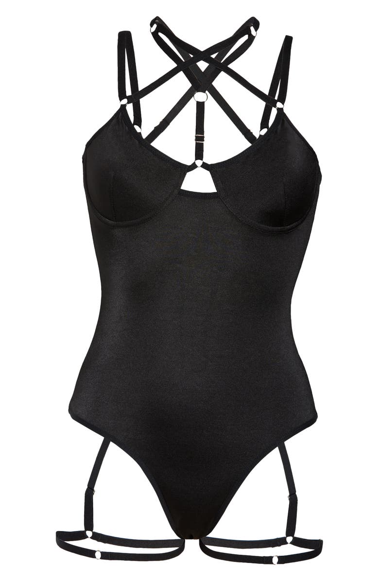 Hauty Strapped Up Teddy, Alternate, color, Black