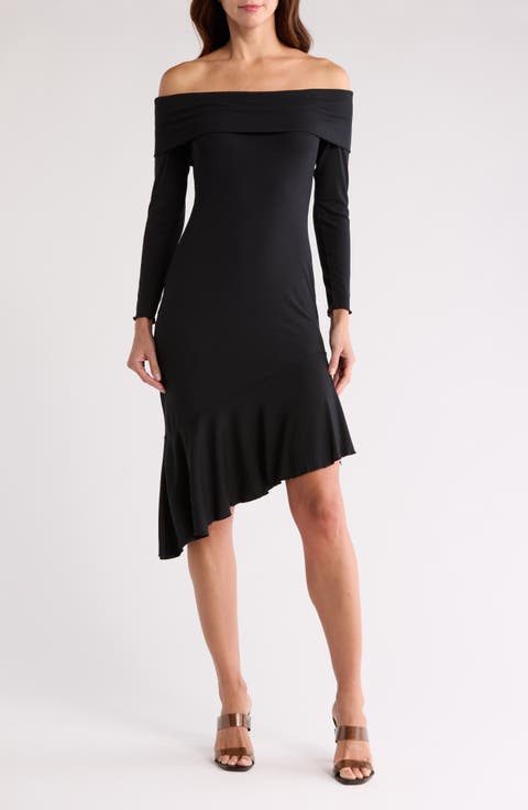 Off-the-Shoulder Long Sleeve Dress