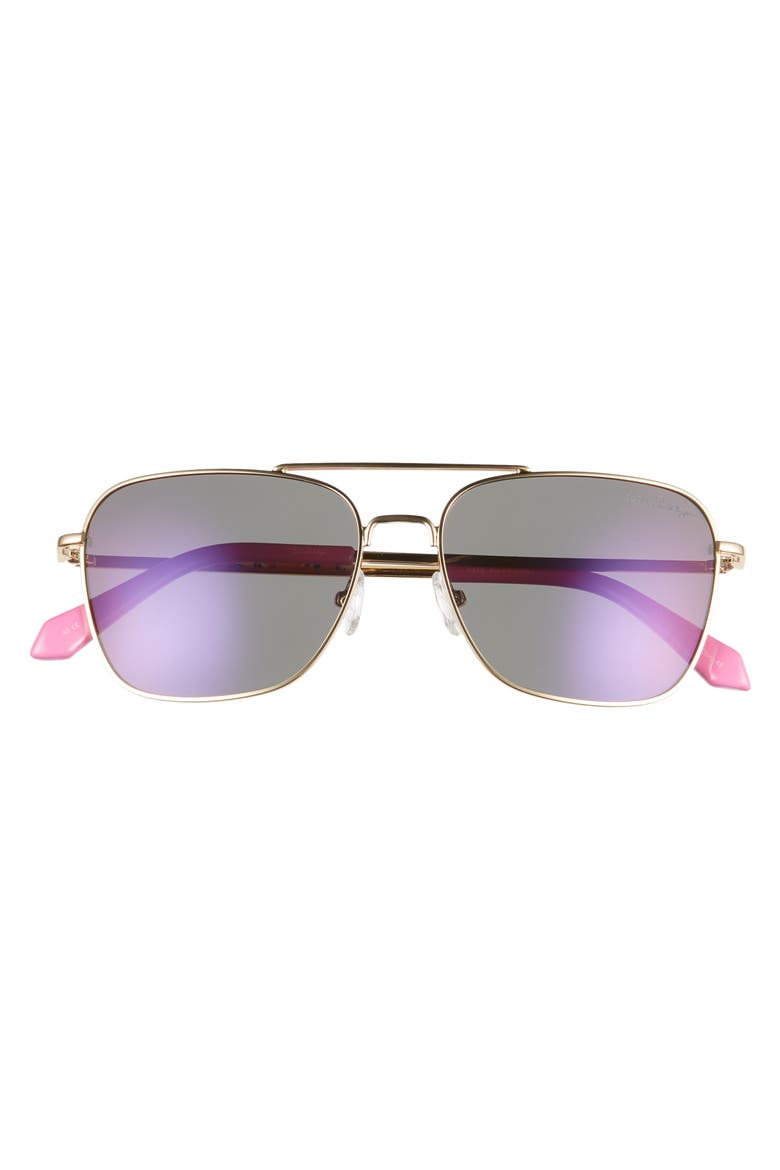Kate 55mm Aviator Sunglasses, Alternate, color, SHINY GOLD/ LAVENDAR