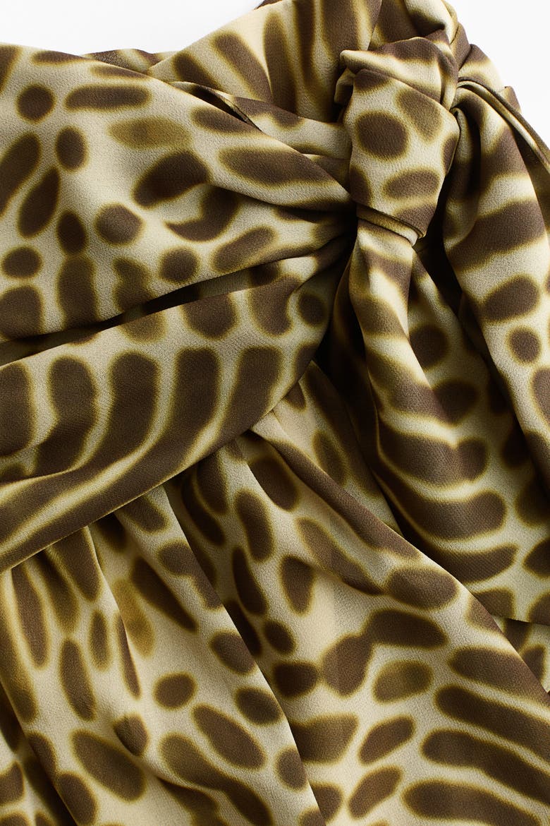 Tie-detail Flared Skirt, Alternate, color, Dark khaki green/patterned