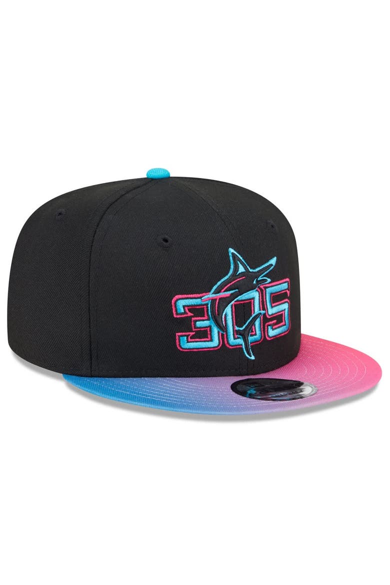 Men's New Era Black/Pink Miami Marlins 2025 City Connect 9FIFTY Snapback Hat, Alternate, color, Black