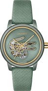 Lacoste 12.12 Automatic Green Leather Strap Watch, 38mm