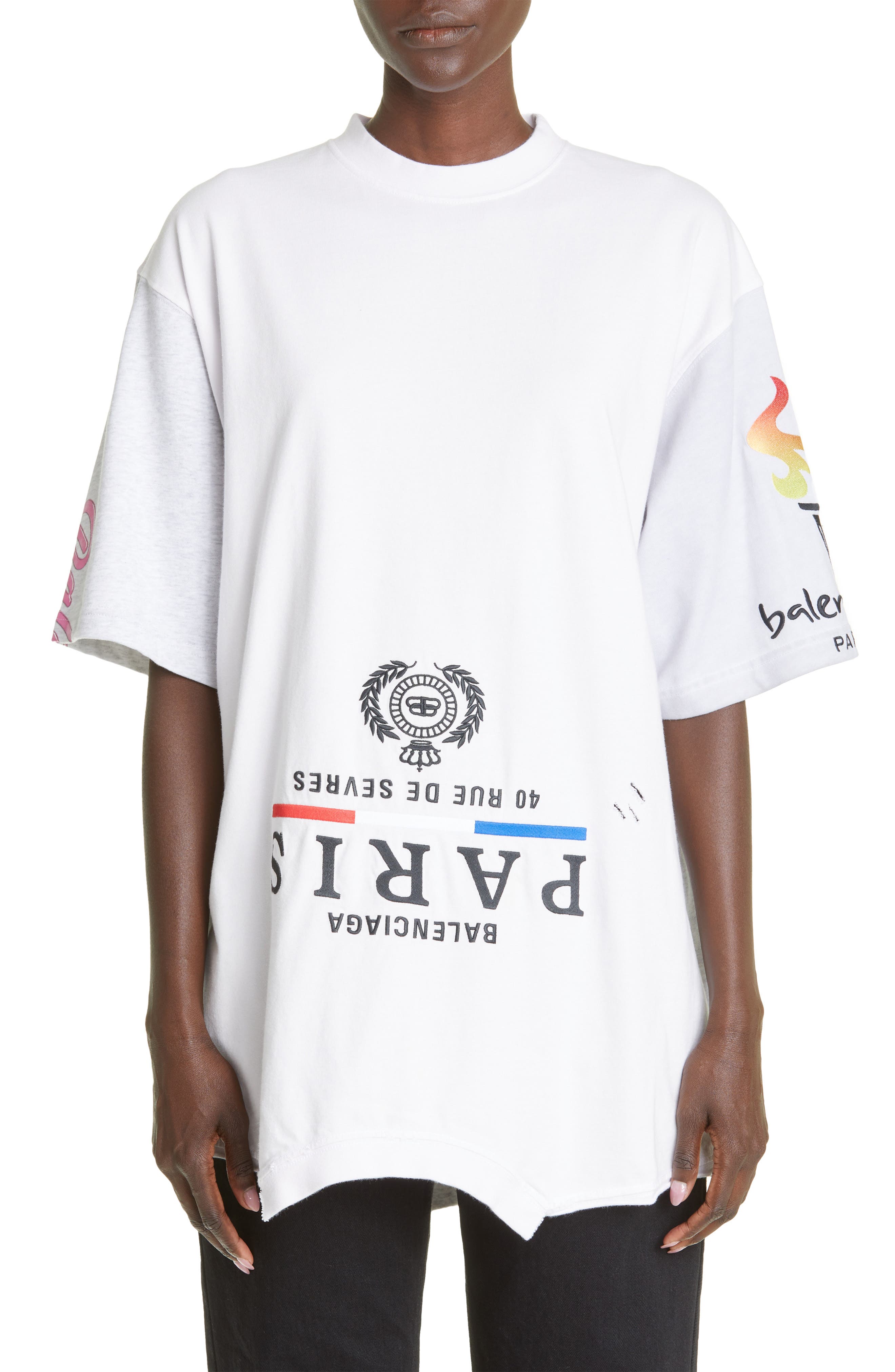 Balenciaga Speed Hunters Oversize Upside Down Graphic Tee (Women
