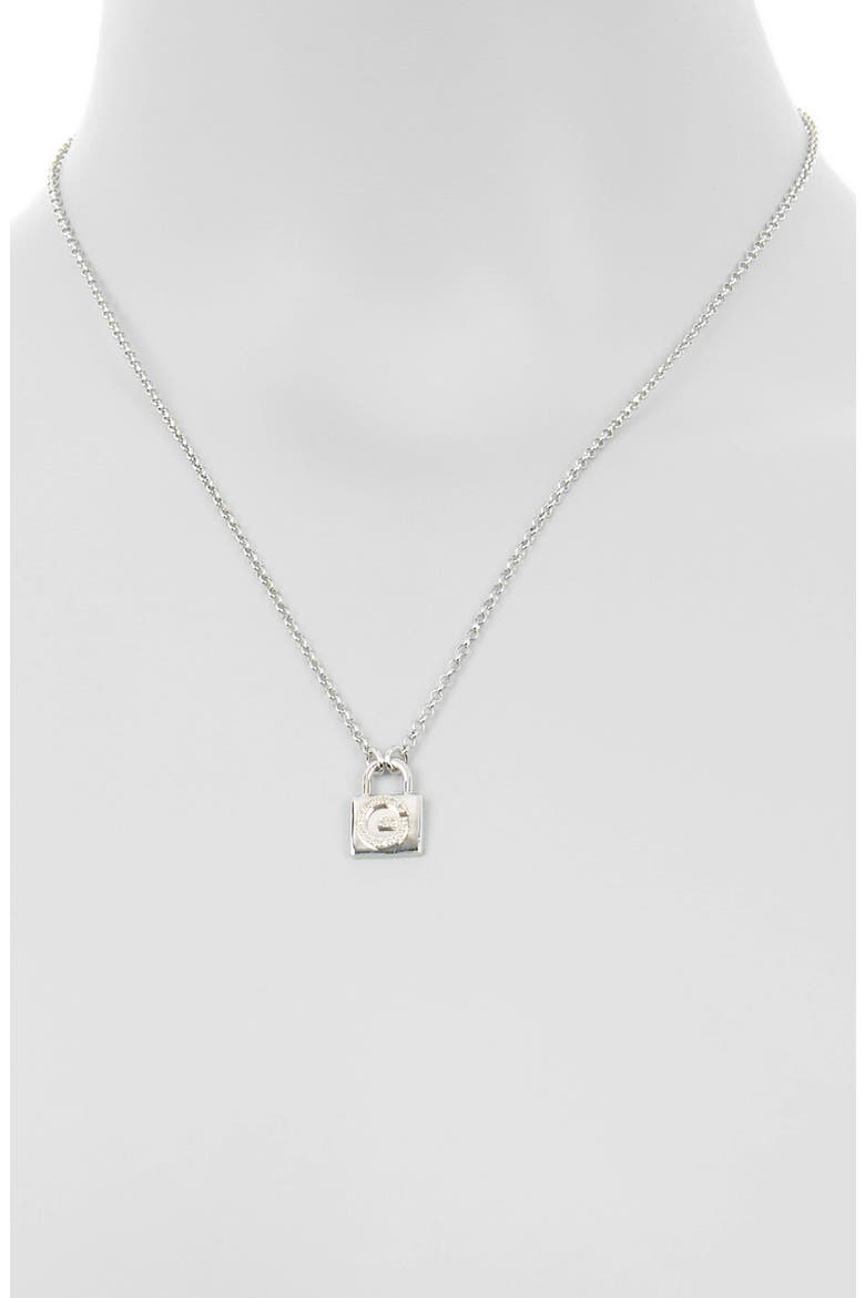 Diamond Padlock Initial Pendant Necklace - 0.12ct., Alternate, color, WHITE-G