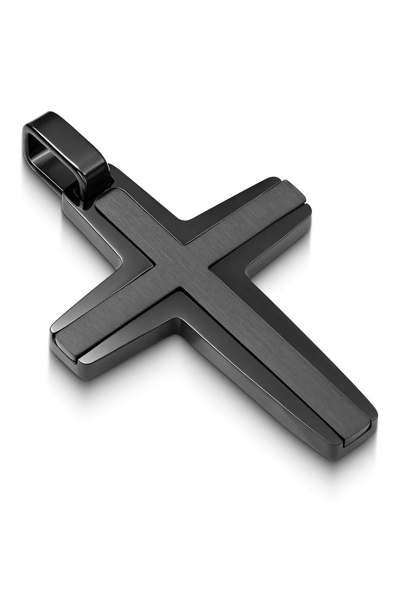 Men's Inlay Cross Necklace, Alternate, color, BLACK
