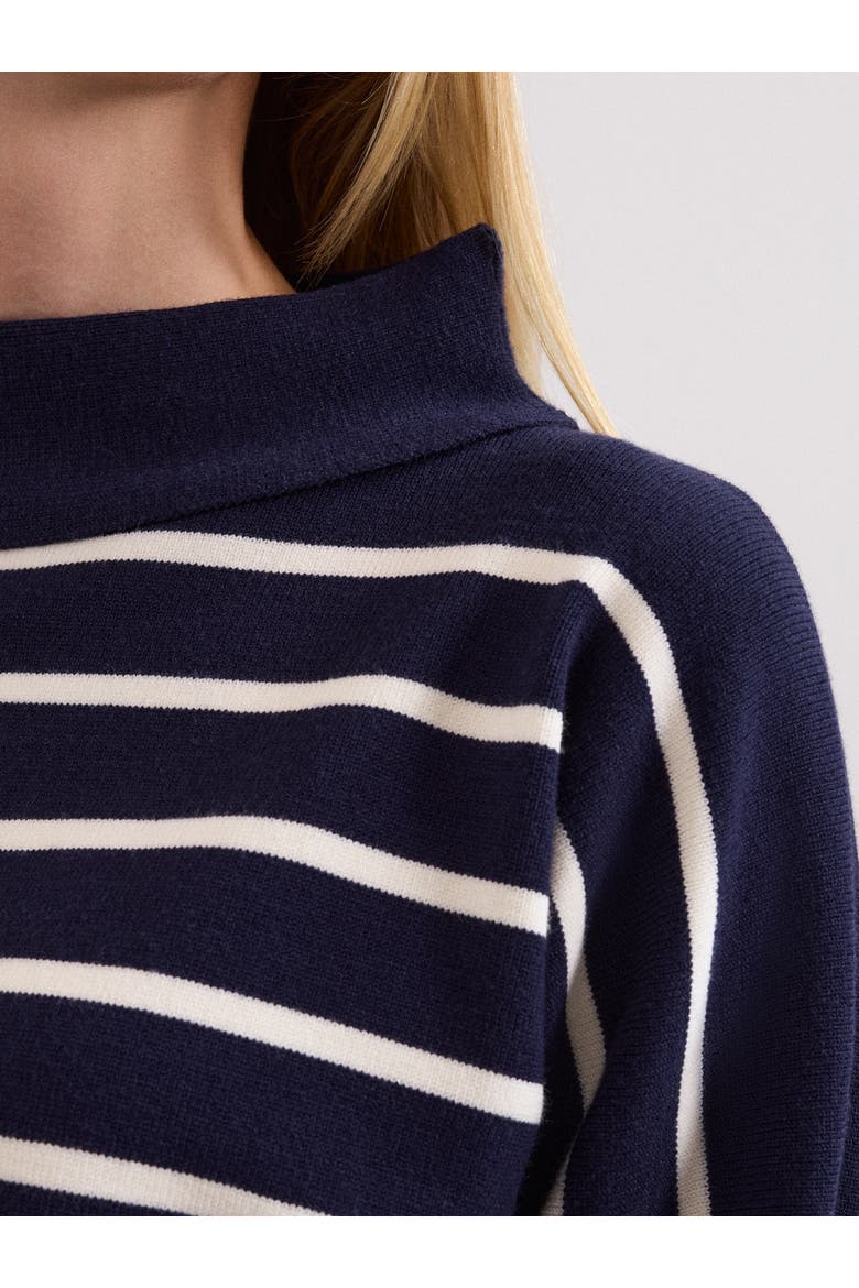 Salima Roll-Neck Jumper, Alternate, color, Navy/Ivory
