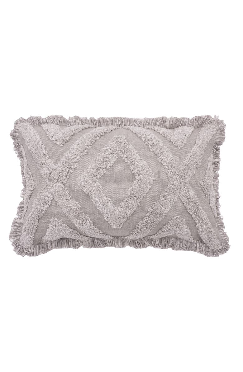 carol 
frank Link Woven Tufted Cotton Decorative Throw Pillow, Main, color, Gray