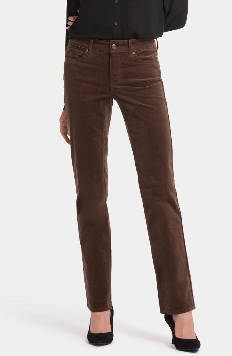 NYDJ Marilyn Corduroy Straight Leg Pants, Main, color, Coffee Bean