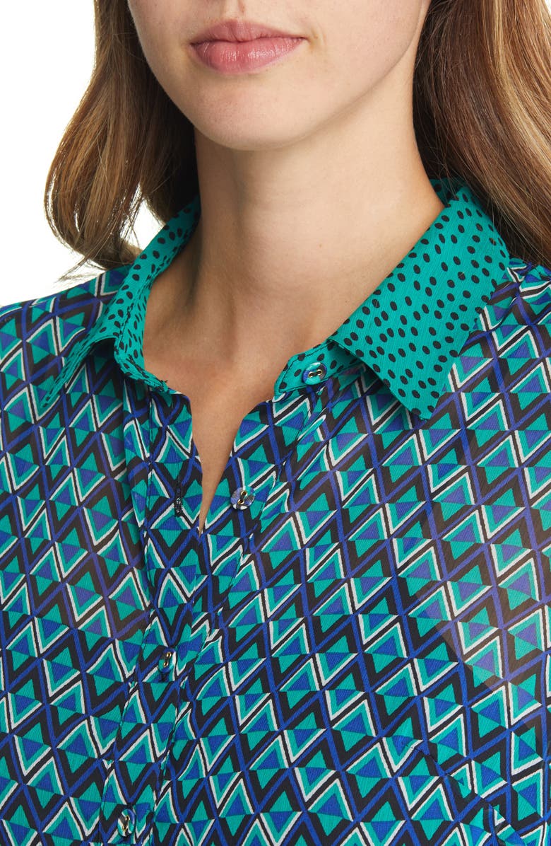 Tahari ASL Twin Print Long Sleeve Midi Shirtdress, Alternate, color,