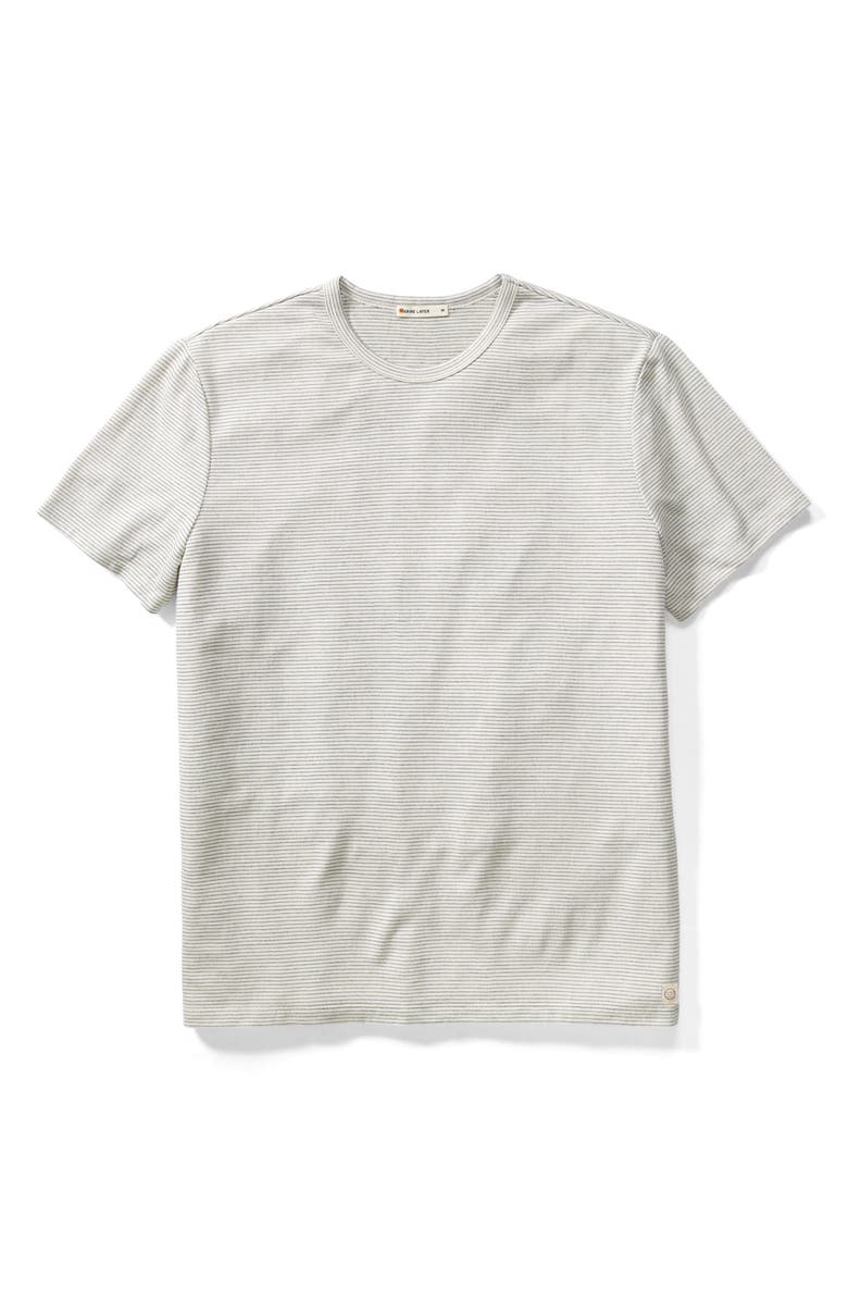 Marine Layer Signature Jacquard Stripe T-Shirt, Alternate, color, Whitecap/ Navy