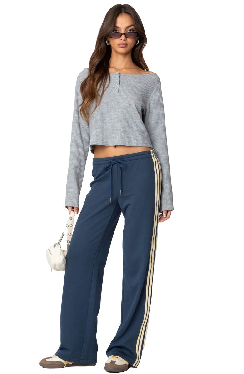 EDIKTED Averie Contrast Stripe Sweatpants, Alternate, color, Blue