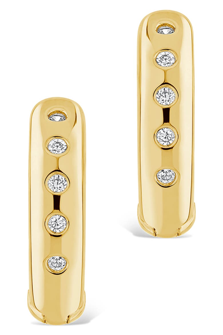 Cubic Zirconia Hoop Earrings, Alternate, color, GOLD