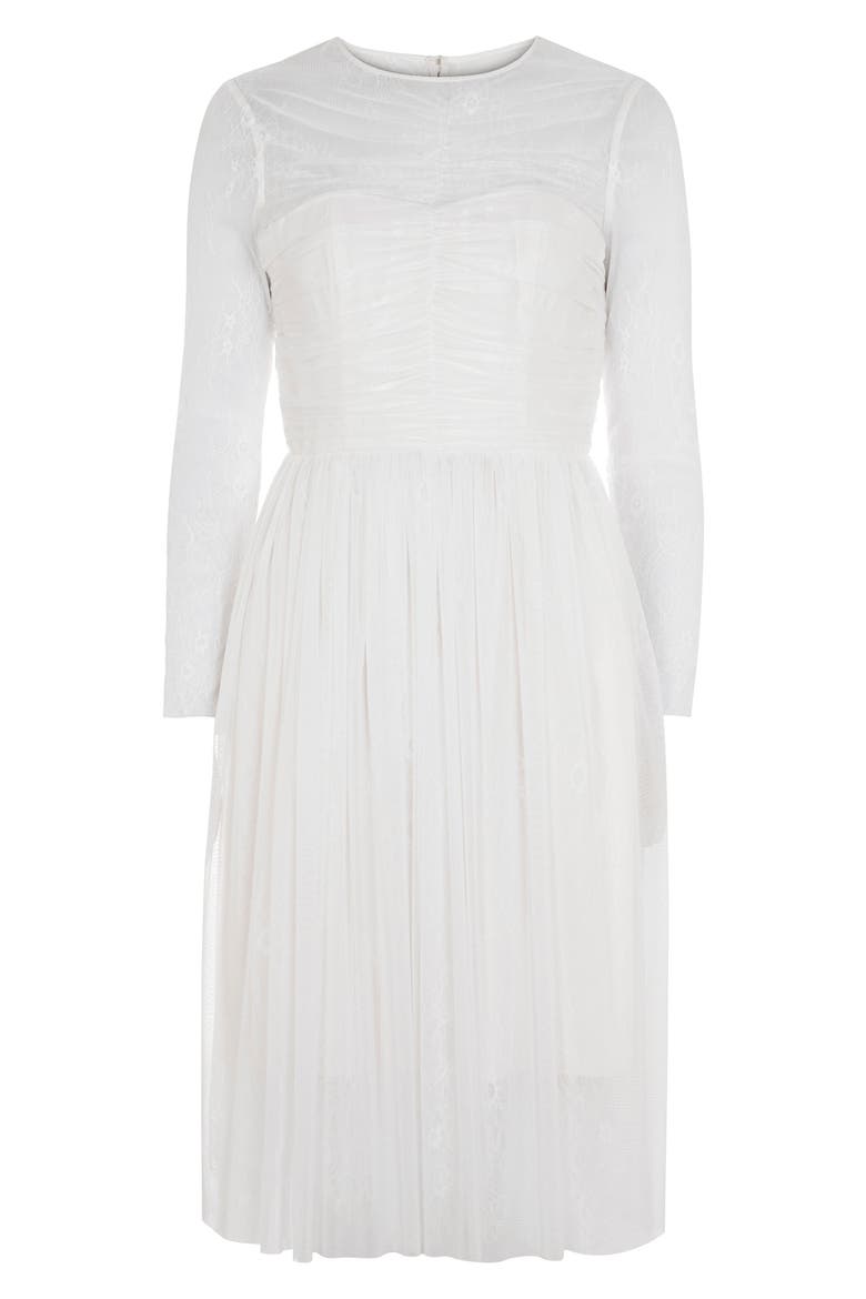 Bride Tulle & Chantilly Lace Midi Dress, Alternate, color, IVORY