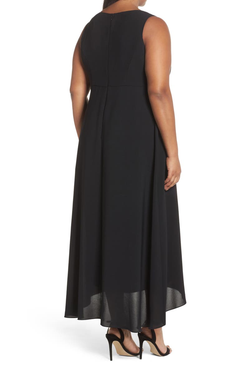 V-Neck Chiffon Overlay Jumpsuit, Alternate, color, BLACK