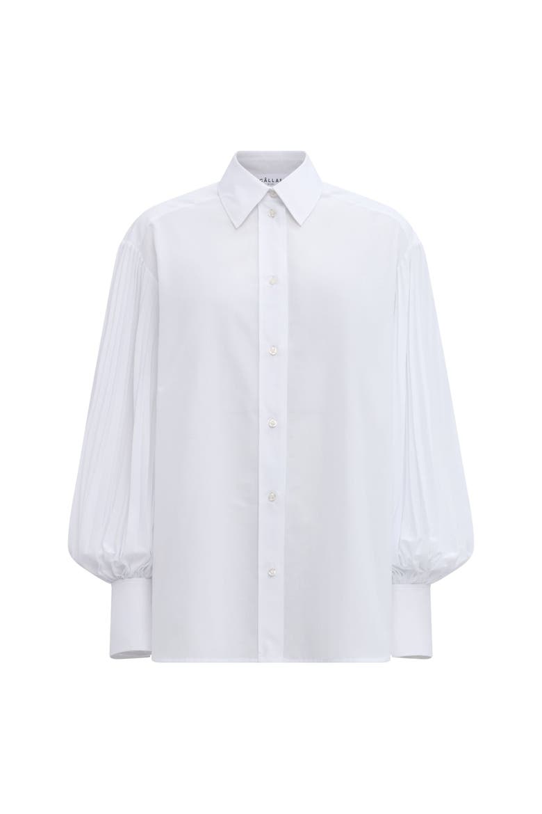 VIOLA Pleated sleeve shirt Black, Main, color, White
