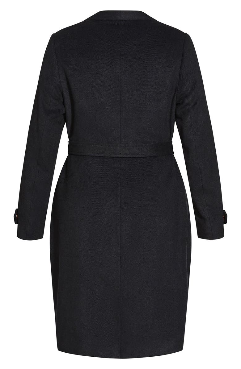 City Chic Isabella Herringbone Tie Waist Coat, Alternate, color, 