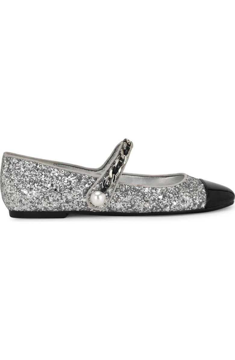 Nine West Platy Cap Toe Mary Jane Flat, Alternate, color, Silver