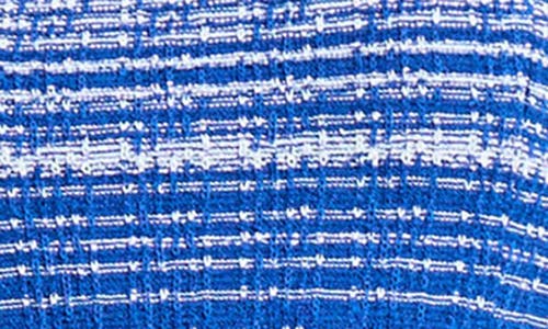 Shop Misook Modern Fit Mélange Fit & Flare Tweed Knit Dress In Aegean Blue/aquatic/white