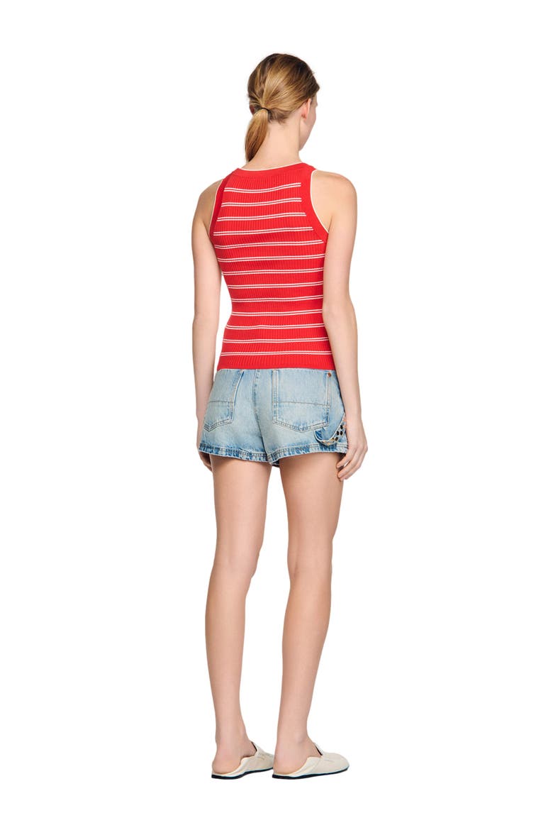 Striped ribbed vest top, Alternate, color, Red