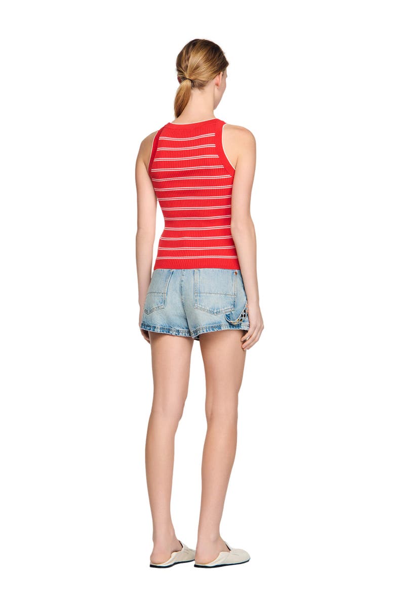SANDRO Striped knit vest top, Alternate, color, Red