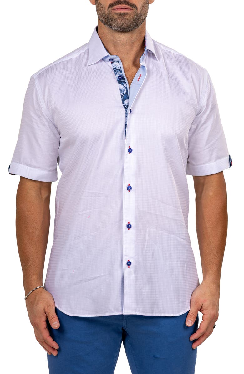 Maceoo Galileo Marty Short Sleeve Cotton Button-Up Shirt, Main, color, 