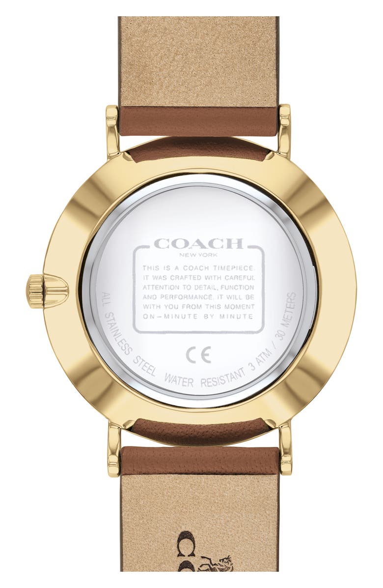 COACH Perry Leather Strap Watch, 36mm, Alternate, color, Light Gold