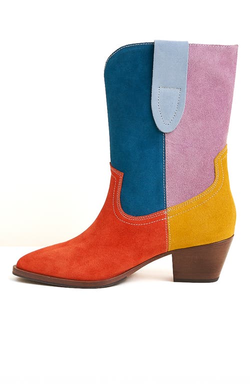 Charlotte Stone Roberta Multicolor Western Boot In Blue