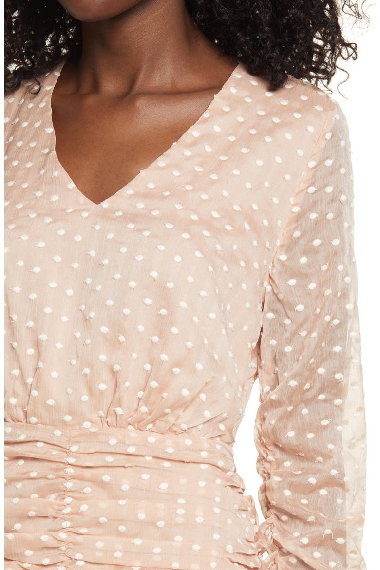 Polka Dot Long Sleeve Mesh Dress, Alternate, color, PINK
