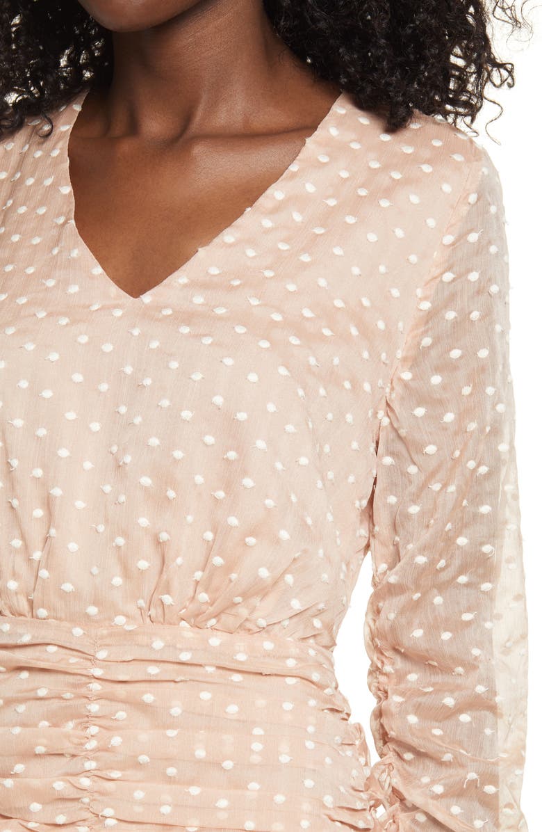 Endless Rose Polka Dot Long Sleeve Mesh Dress, Alternate, color, 