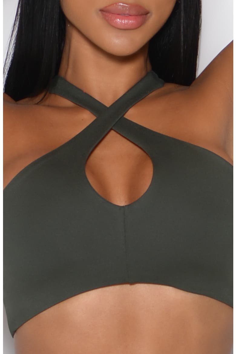 Cross Over Halter Bra, Alternate, color, Deep Ivy