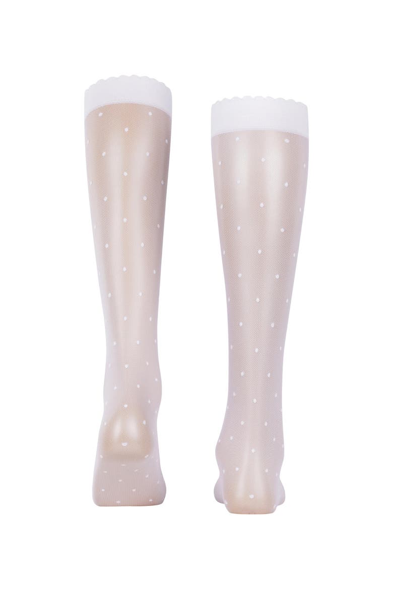 Dot 15 Denier Sheer Knee High Socks, Alternate, color, White