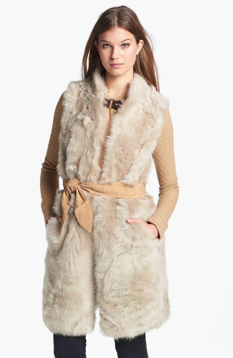 Tory Burch 'Dominique' Reversible Genuine Shearling Vest, Main, color, 