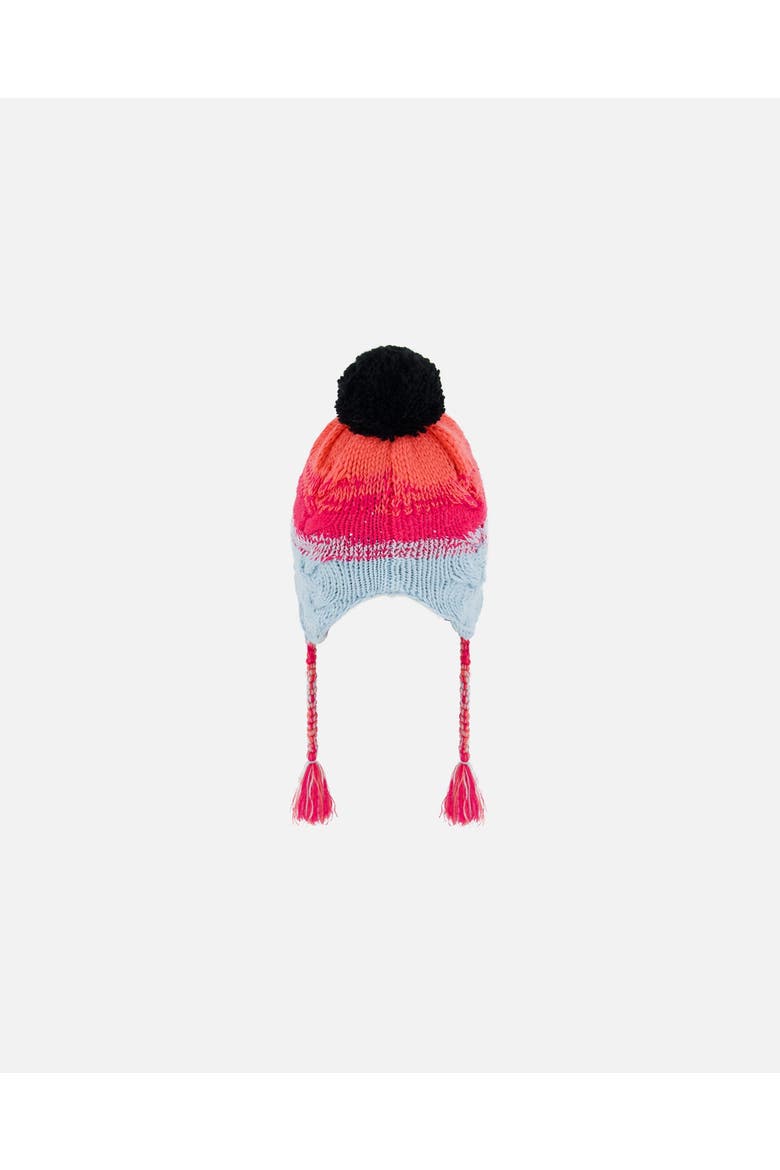Baby Girl's Peruvian Knit Hat Gradient Blue, Coral And Fuschia, Alternate, color, Stripes