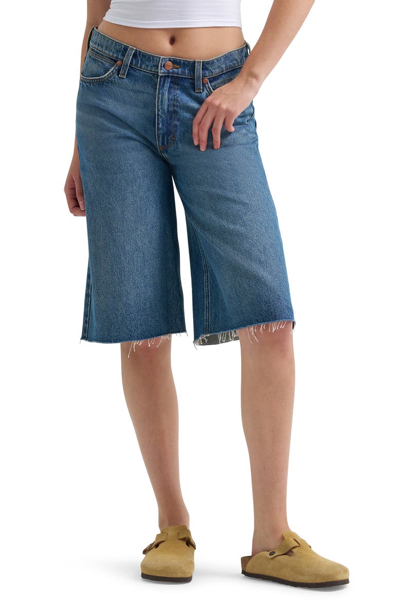 Jorts Raw Hem Low Rise Denim Shorts, Main, color, STORMY DUST